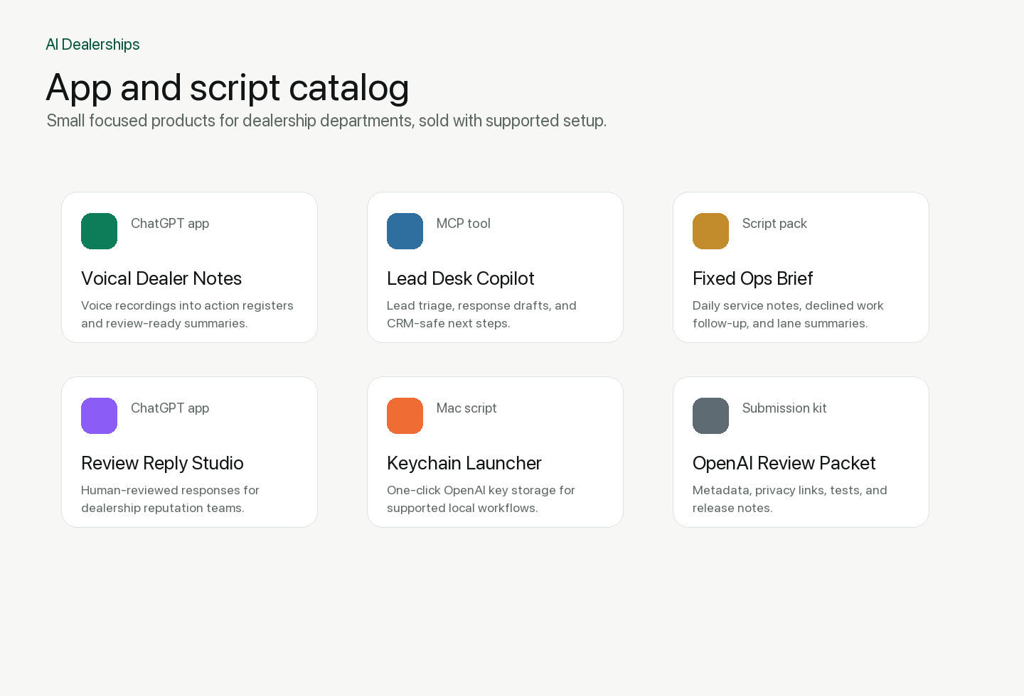 Script catalog showing local automation packages